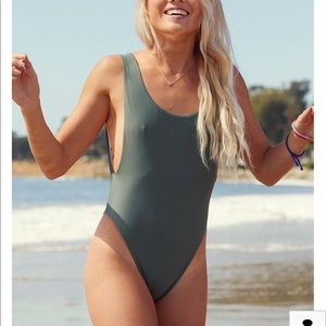 Army Green Open Back One Piece